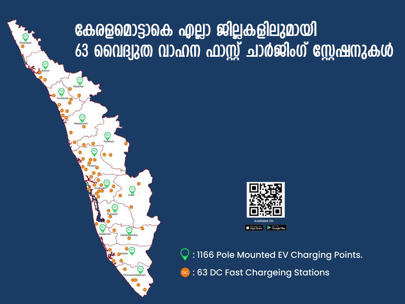 Where are the fast charging stations of KSEB?